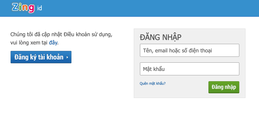 check login zing